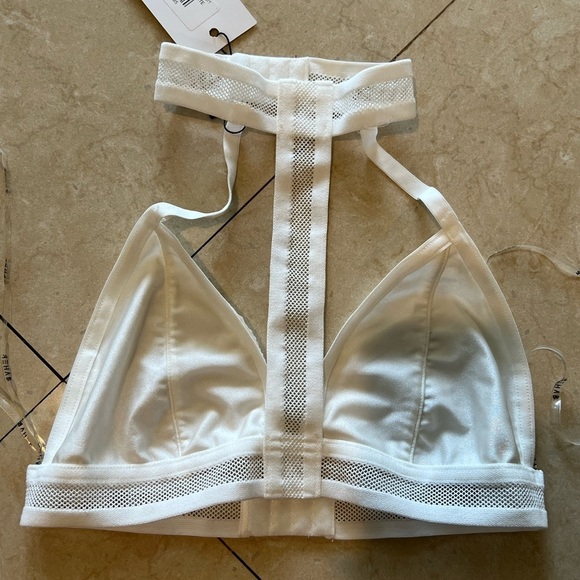White choker mesh high waisted bikini set- New With Tags - Picture 8 of 10